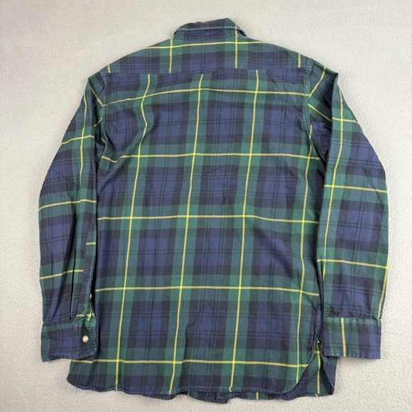 Polo Ralph Lauren Shirt Mens Medium Green Blue Tartan Plaid Flannel Button Up - Picture 3 of 8